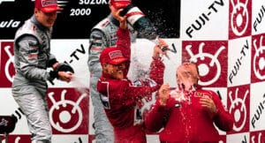 Schumacher podium celebration.